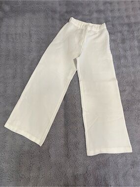 H&M Cream Wide-Leg Linen Pants